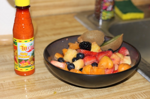 We ate a variety of fruits and I used Trechas chile/lime powder to spice up my fruit.  
