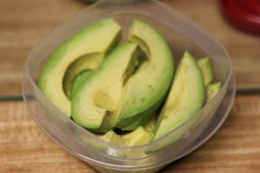 We each ate one avocado for lunch on Day 2 (Veggie Day).  I added a bit of salt to mine! 