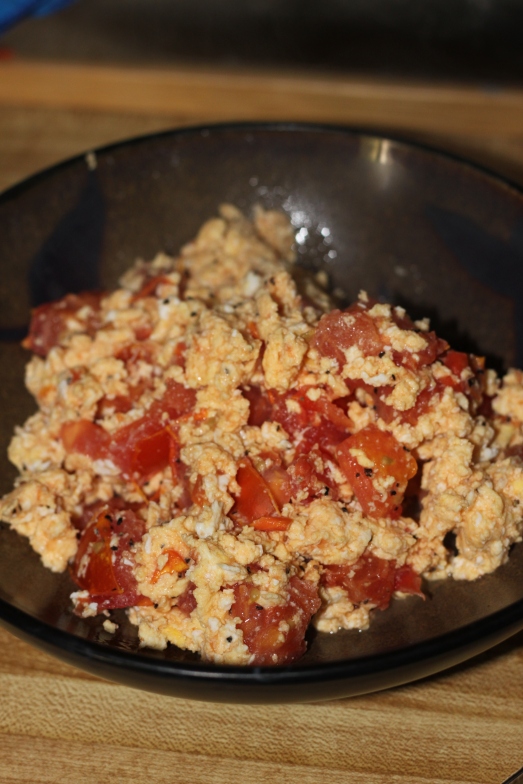 Breakfast on Day 5 (fowl and tomatoes) consisted of scrambled eggs cooked with chopped tomatoes.  