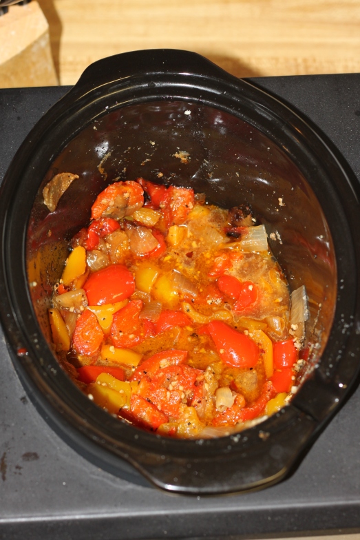 We kept the bell peppers and onions warm in our mini crock pot.